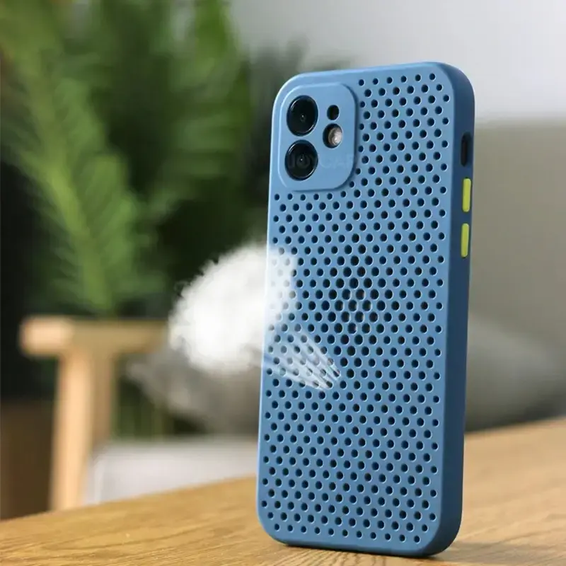 Heat Dissipation Breathable Cooling Case For iPhone 16 15 14 13 12 Mini 11 Pro Max XS MAX XR 16E 15 14 Plus Soft Silicone Cover