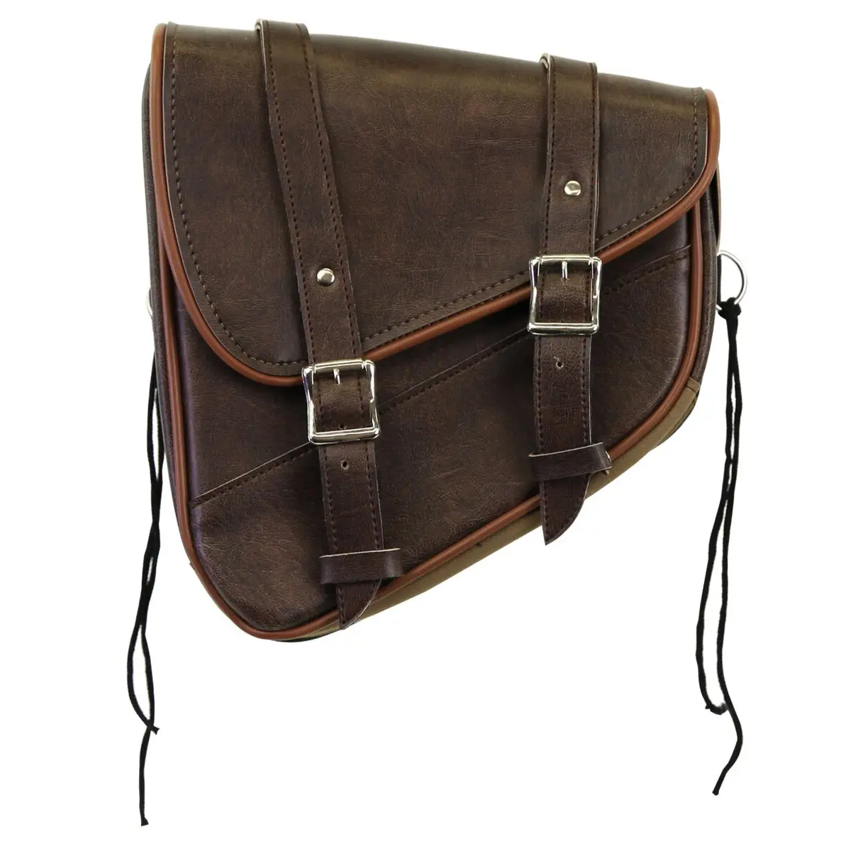 Vance Distressed Brown Left Side Motorcycle Swing Arm Bag for Harley Honda Yamaha Kawasaki Indian Motorcycles