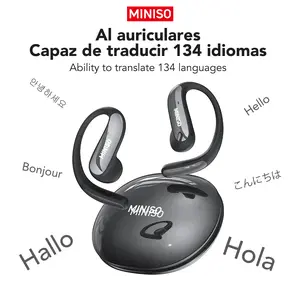 MINISO MS195 AI Translation Earbuds, Open Wireless Headphones, Download App to Translate 134 Languages, Bluetooth Smart Headphones,Suitable for music and calls
