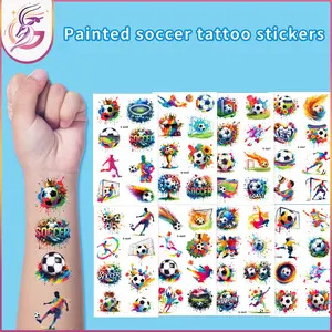10 Pcs Football Tattoo Stickers for Kids, Temporary Arm Tattoos, Party Face Decals, One-Use, Printed Design, Ca Prop 65 Compliant