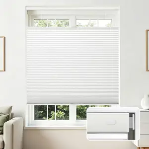 No No Blinds for Indoor Windows, Window Blinds Cellular Shades Top Down Bottom Up Blackout Blinds Thermal Noise Reduction (White, 22" W x 64" H)