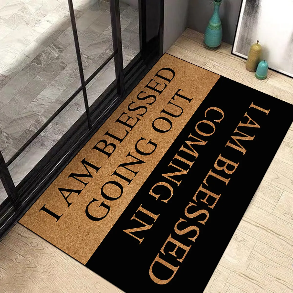 Entrance mat, Letter Pattern Door Mat, Front Door Mat, wear-resistant doormat, Floor mat for Entrance Area, Suitable for Home Living Rooms, Bedrooms, Decorative Carpet, Decorative Rug, Durable Material