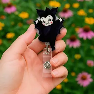 Kewpie Baby Bat Badge Reel, Spooky Halloween Style, Horror Babies Cute Badge Reels