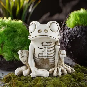 Creative Skeleton Frog Resin Ornament, Perfect for Halloween & Christmas Decorations, Unique Outdoor Garden Decoration, Design