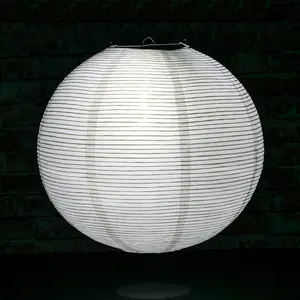 20" White Fine Line Premium Even Ribbing Paper Lantern, Extra Sturdy