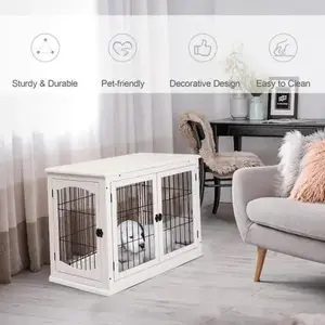 Small Kennel End Table With Two Open Sides And Lockable Door