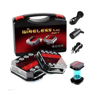 Magnetic Wireless LED Trailer Lights Kit Waterproof Rechargeable for Towing New US Plug