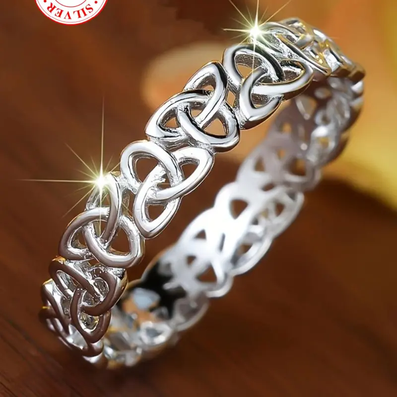 S925 Sterling Silver Hollow Out Geometric Design Ring, Vintage Engagement Ring, Elegant Fashion Rings, Beautiful Rings, Fashion Accessories for Women & Men, Jewelry