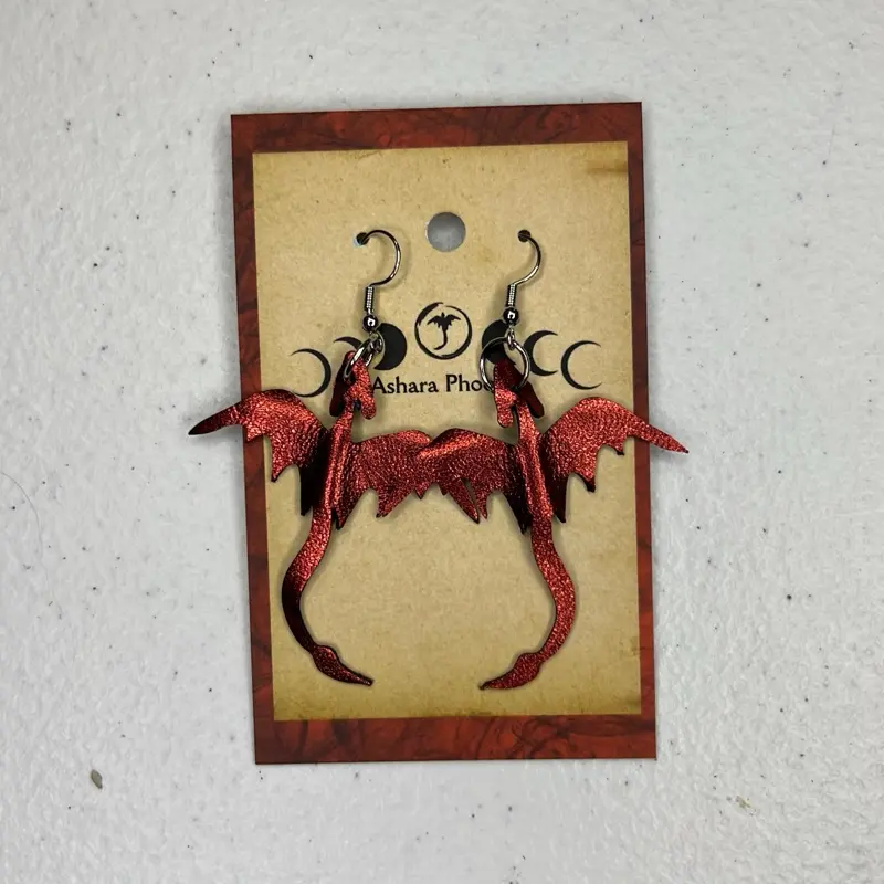 Cherryveil shards Fire Dragon Earrings singles - Bold Transformation Courage Ignited Dragon Energy Handcrafted Limited Edition Jewelry