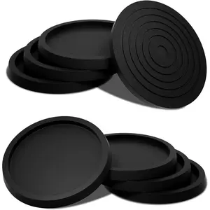 Furniture Coasters Non-Slip Bed  Pads Round Rubber Anti Sliding Caster Cups for Hardwood Floors Black 8 count 2.5inch