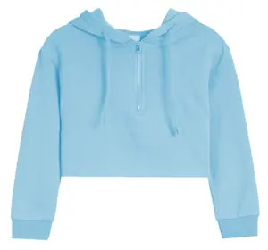 Brushed Soft Cloud Crop Half Zip Hoodie