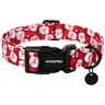 DOGWONG Cotton Dog Collar - Soft, Gentle on Skin, Breathable Holiday Graphic Design, Festive Santa Claus Print, Durable Accessory with Detachable Adjustable Roll Buckle, D-Ring, Tag Holder for Medium-Large Dogs - Pet Collar Accessory