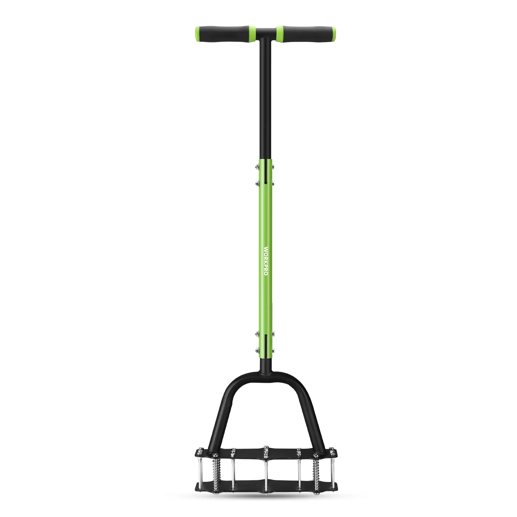 WORKPRO 38” Lawn Aerator Tool with 17 Spikes, Manual Lawn Aerators with Dual-Layer Design, Ergonomic T-Handle, Heavy Duty Manual Grass Aerator for Lawn Aeration, Soil Loosening, and Yard Care