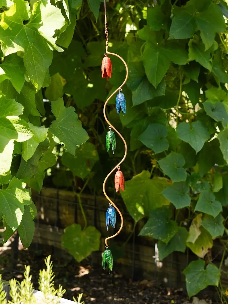 Bell Spiral Multicolor Wind Chime | Handcrafted outdoor decor, memorial wind chime, garden art, unique gift, patio decoration, hanging chime