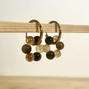 Zodiac Crystal Earrings Gold Silver Premium Jewelry Beaded Hoop Earrings Dangle Earrings for Gift for Healing Protection Accessories