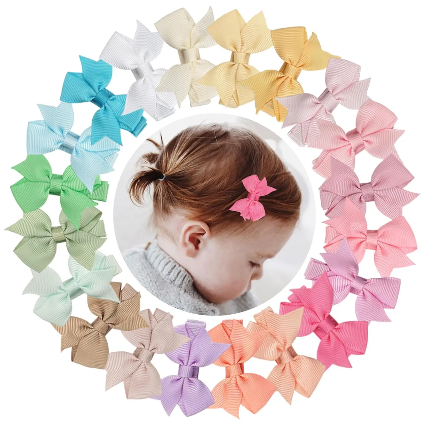 Hair Clips for Girls - 20 count Fully Lined Hair Bows  Clips for , , , and
