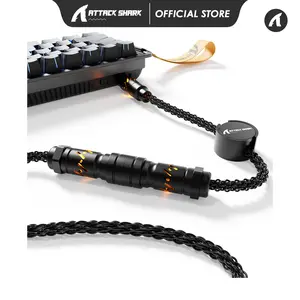 ATTACK SHARK C07 Custom Braided Aviator Cable with Light Up RGB,5-Pin Aviation Connector, USB-A to Type-C,Detachable CNC Magnetic Nameplate For Charging Phones 8KHZ Magnetic Keyboard X65 X68 HE