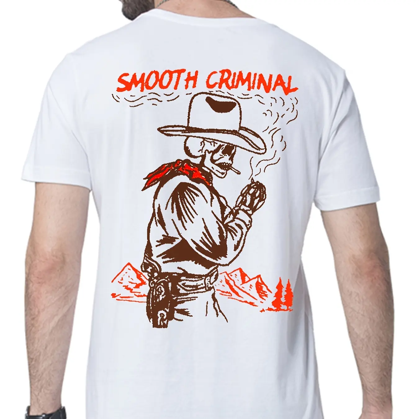SMOOTH CRIMINAL Cowboy Skull Casual Graphic White Print T-shirt, Sweatshirt, Hoodie,  Oversized S-5Xl, Unisex Shirt, Today shirt, Love shirt, Retro Unisex, Life shirt, Merch gift, Short Sleeve Graphic, Naughty Clothes Men Classic Cotton Fabric Menswear