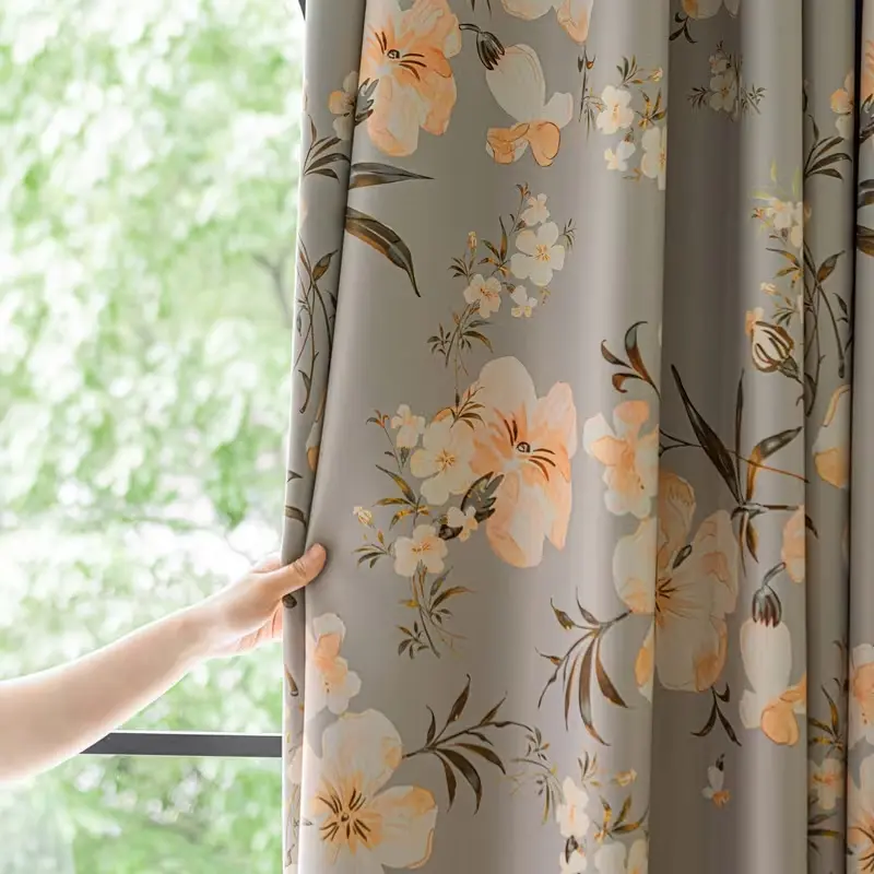 New Plant Style Grass Gold Sunflower Light Blocking Curtain, Thick Insulated Drapes for Living Room Bedroom Decor