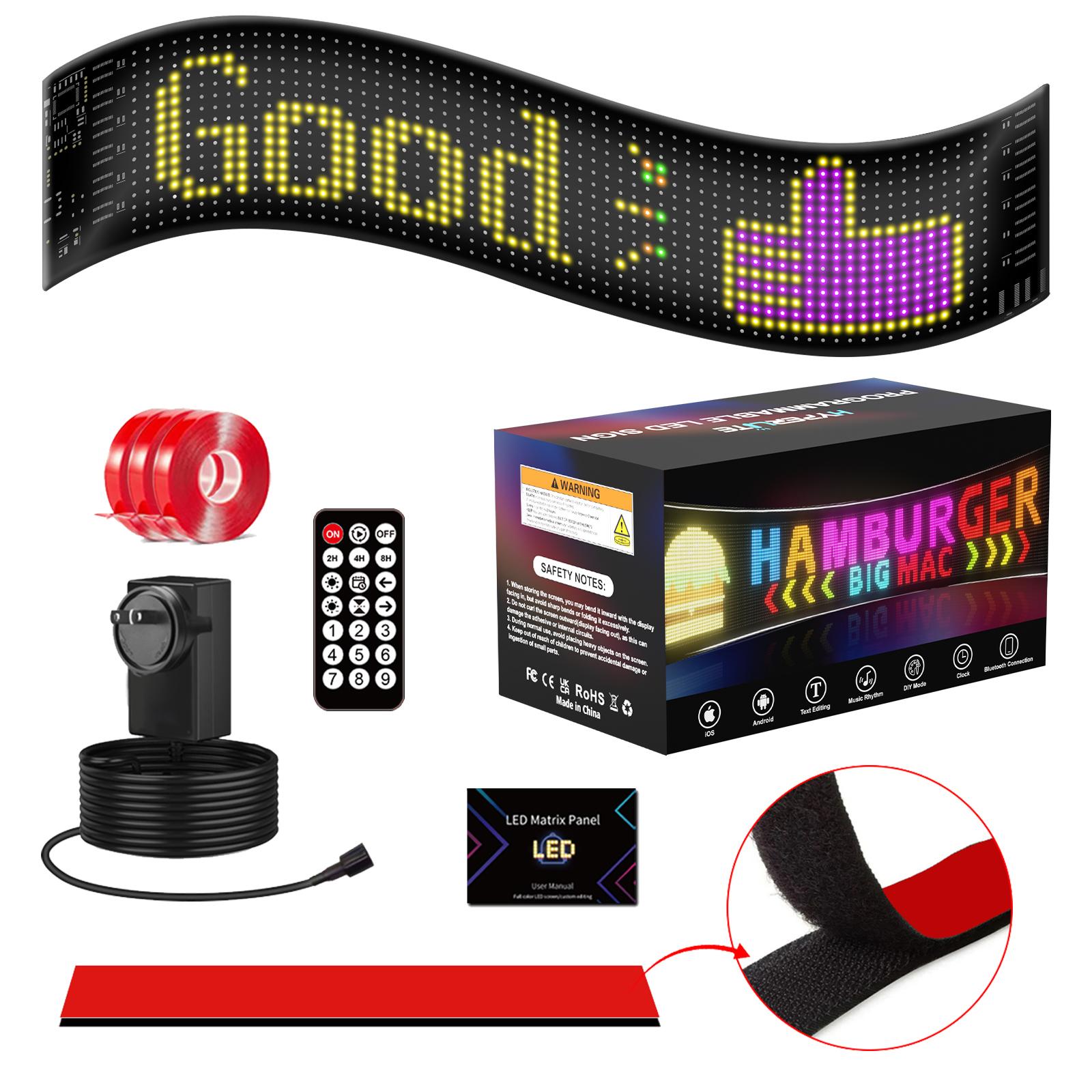 HYPERLITE Scrolling LED Message Sign USB Programmable Display Board Custom Text Marquee Light with App Control for Business Restaurant Event Christmas Decor Multiple Sizes 898mm to 3340mm stockup mothersday