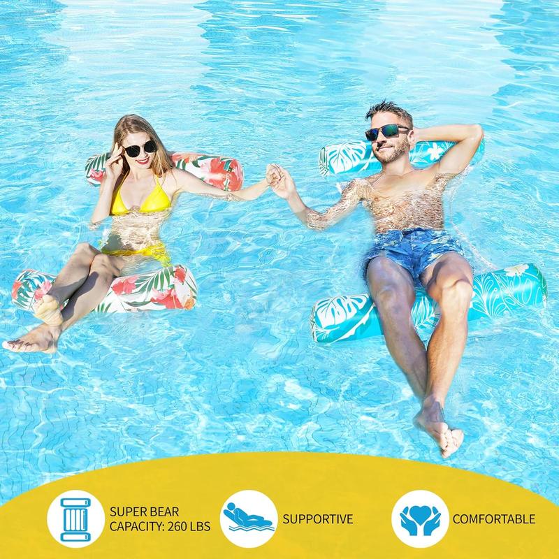 2-Pack Inflatable Pool Float Hammock – 4-in-1 Multi-Purpose Lounge Raft for Adults – Water Hammock, Saddle, Chair & Drifter – Comfortable Headrest & Mesh Seat – Ideal for Pool, Beach & Lake Relaxation
