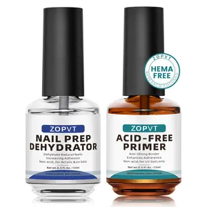 Acid-Free Nail Primer and Nail Dehydrator, 2 Pcs/Set Fast-Drying Nail Art Primer Base Coat, Professional Nail Art Supplies for Women and Girls