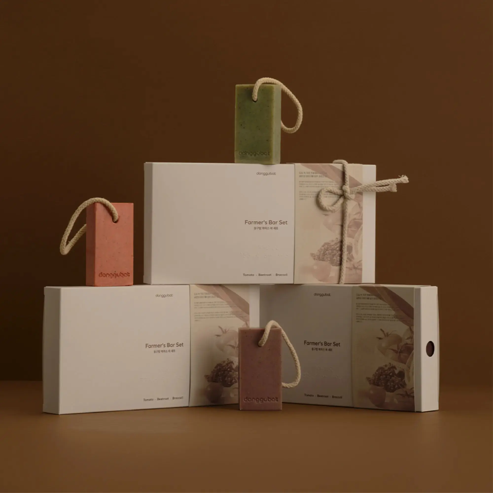 Donggubat Farmer's Bar Set - Plant-Derived Face & Body Scrub Bars with Cotton Strings