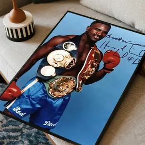 1pc, 2D Frameless Canvas Painting Boxing Champion Signature Poster Art Print Suitable for Living Room, Office, Cafe Decoration - Perfect Birthday, Valentine's Day, Easter Gift, Dorm Room Decoration|Canvas Art Printing