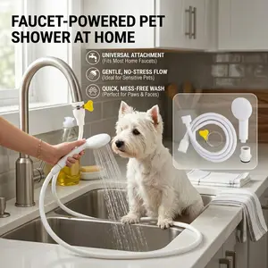 Extra Long 51.2in Flexible Handheld Shower | Secure Yellow Clamp Faucet Sprayer for Deep Cleaning | Durable Portable Sink Attachment- Portable Faucet Attachment for Pet, Shampoo And Vegetable Washing