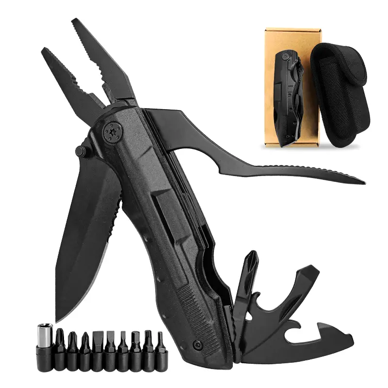 Novupow EDC Multitool Pliers, 10 In 1, With Flathead Screwdriver, Phillips Screwdriver, Socket Wrench, 10 Bits, For Camping, Survival, Hunting And Outdoors