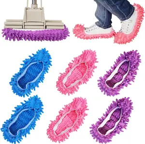 6 Pcs Shoes Cover Duster, Microfiber Dust Mops, Reusable Mop Slippers, Multi Purpose Floor Cleaning Shoes (3 Pairs)