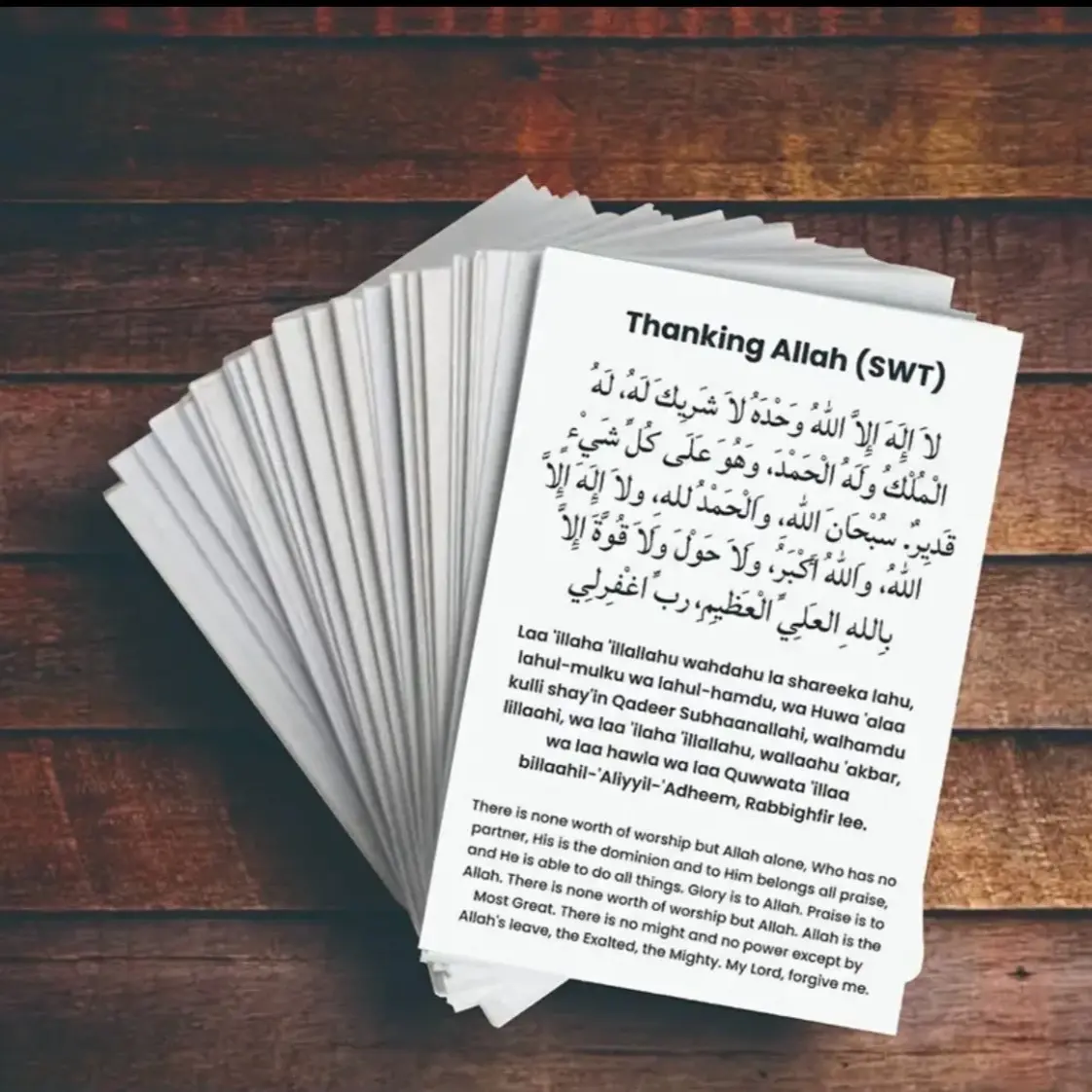 Islamic Dua Reminder Cards - Muslim Cards (English and Arabic)