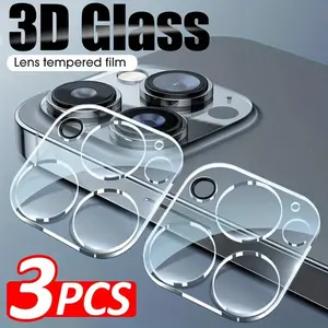 3pcs Tempered Glass Camera Lens Protector, Full Cover 9H 3D Film for iPhone 11/12/13/14/15/16 Mobile Phone Lens Protection Smartphone Casing
