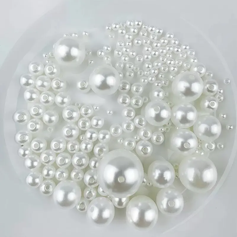 【B009】DIY ABS Imitation Pearl Round Plastic Beads Charms Kit for Adults - Acrylic Beading Supplies, Keychain Crafting, Key Charm Accessories, Jewelry Making, Casual Daily Clothing Decoration (Toys & Hobbies, Beading & Jewelry Making)
