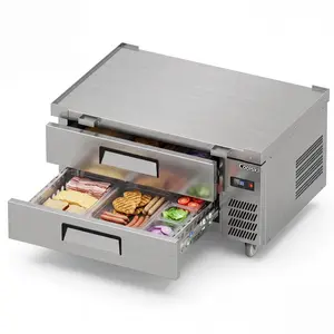 Coolski 48 in. 3.45 cu. ft. Commercial Chef Base Refrigerator with 2 Drawers in Stainless Steel