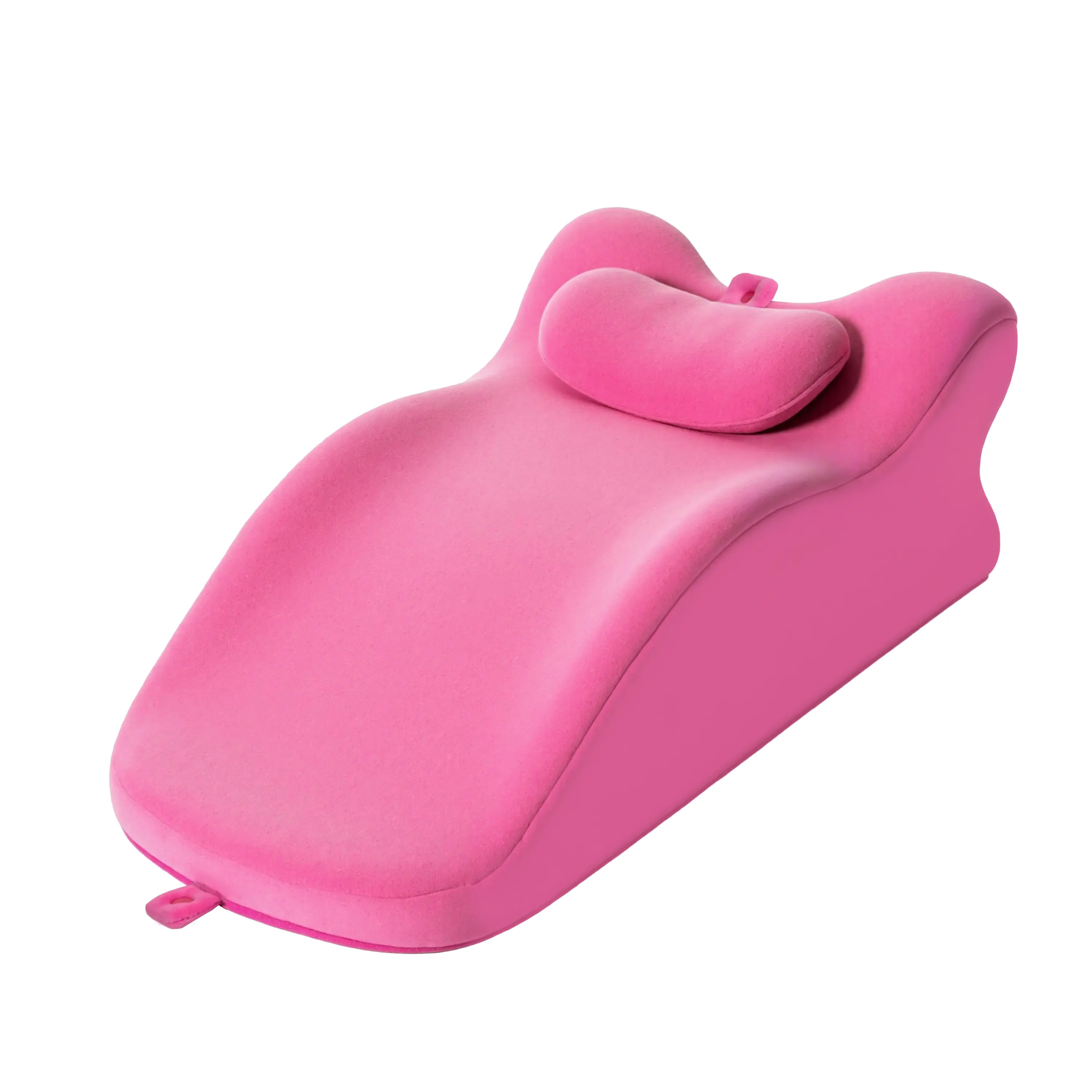 Pink Ergonomic Wedge Back Support Pillow with Neck Pillow, Soft Bed Rest Reading Pillow for Sitting Up, Lounging, Leg Elevation, Sofa, Couch, Dorm & Bedroom Relaxation, Removable Cover