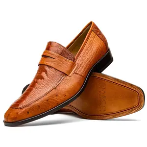 Marco Di Milano Fangio in Cognac Ostrich Penny Loafers