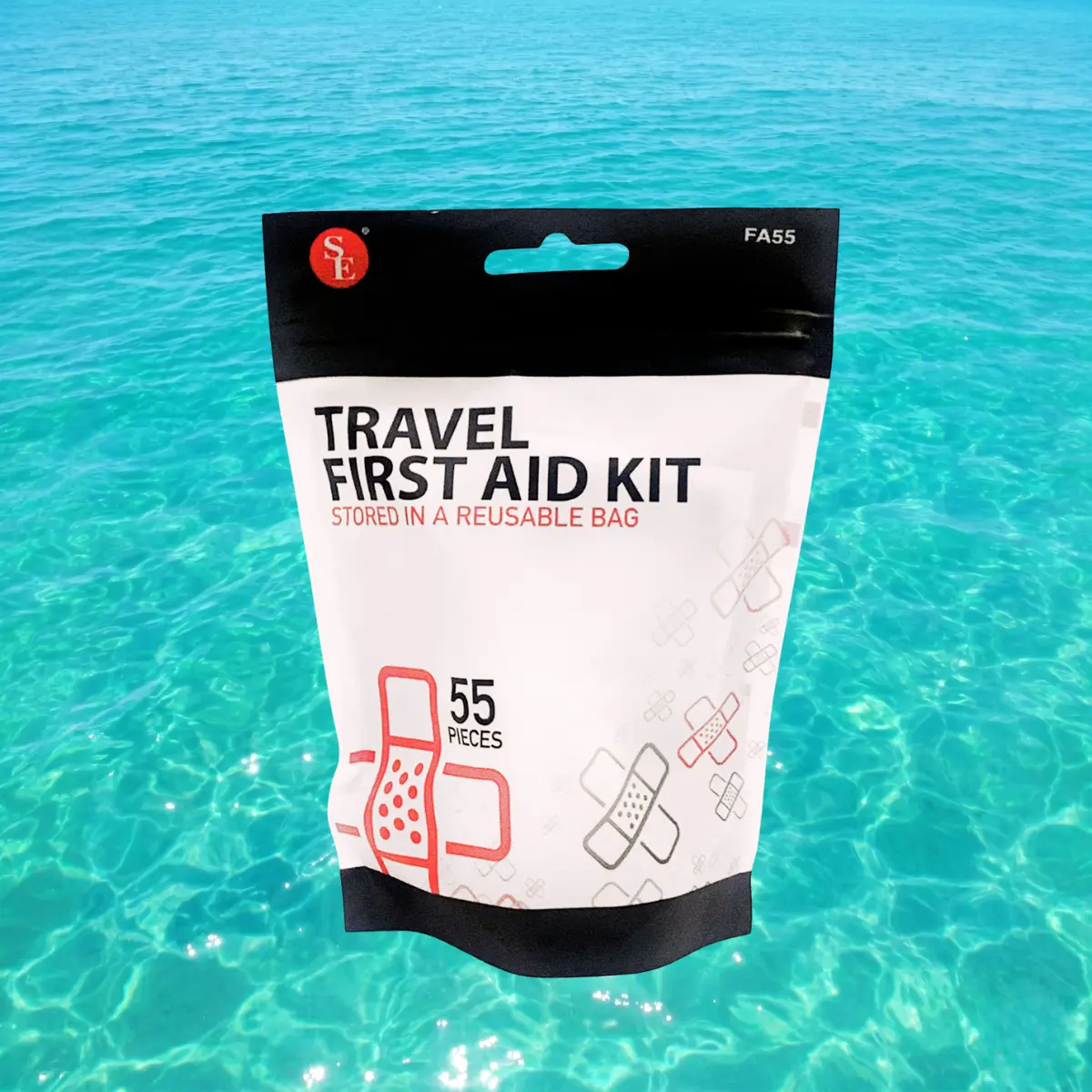 Travel First Aid Kit 55pc in Reusable Waterproof Bag