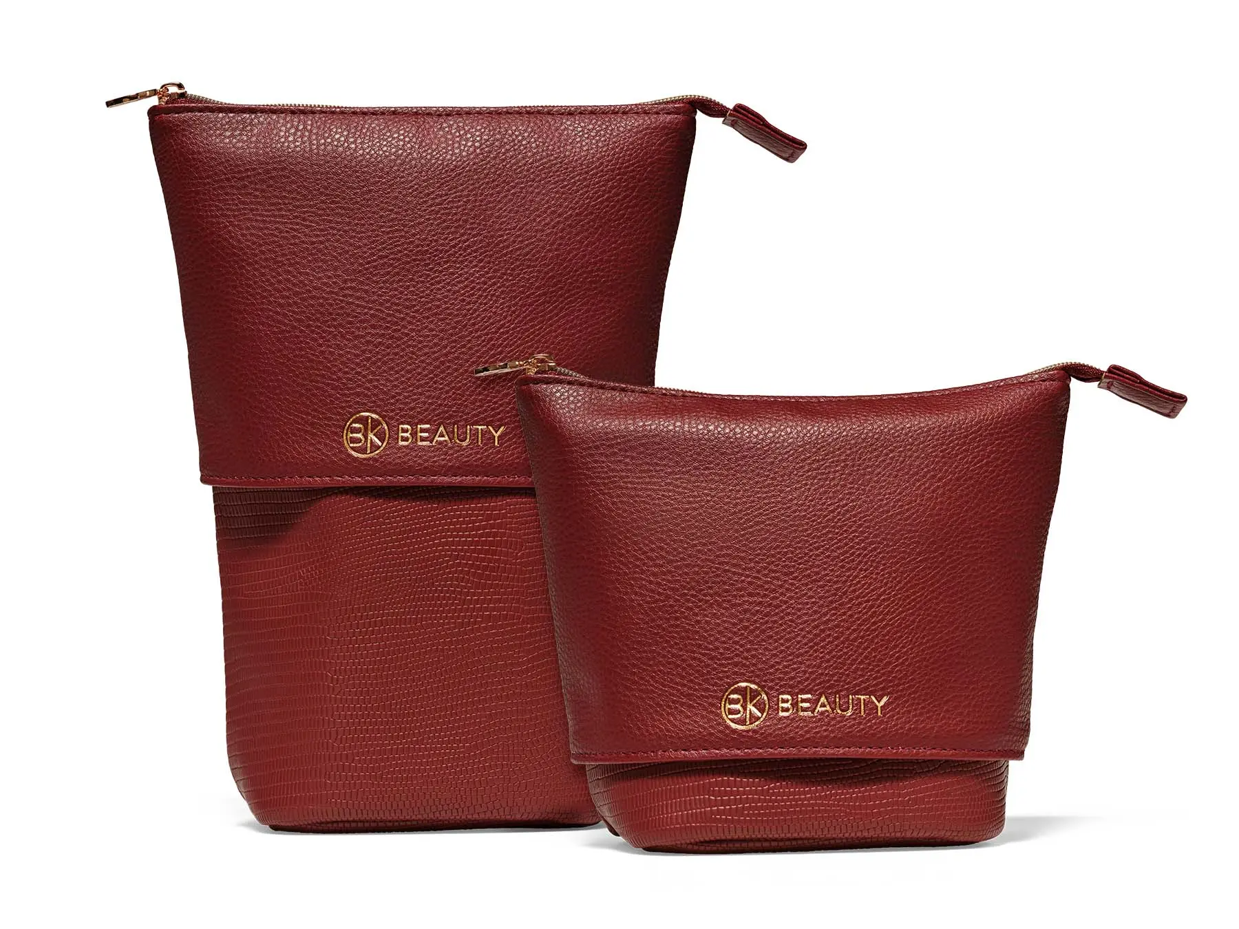 Standup Brush Holder & Travel Makeup Bag - Burgundy