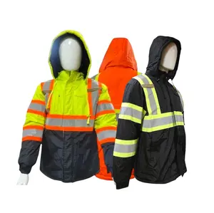 Hi-Viz Parka Safety Jacket  Clothing Workwear Uniforms Outdoor Man