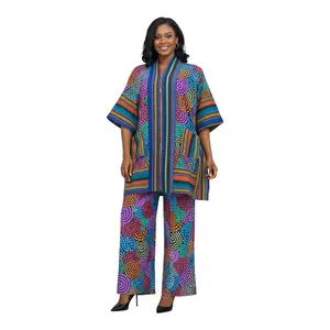CRZ Royal Apparel Ankara Kimono Jacket and Pant Set With Zipper