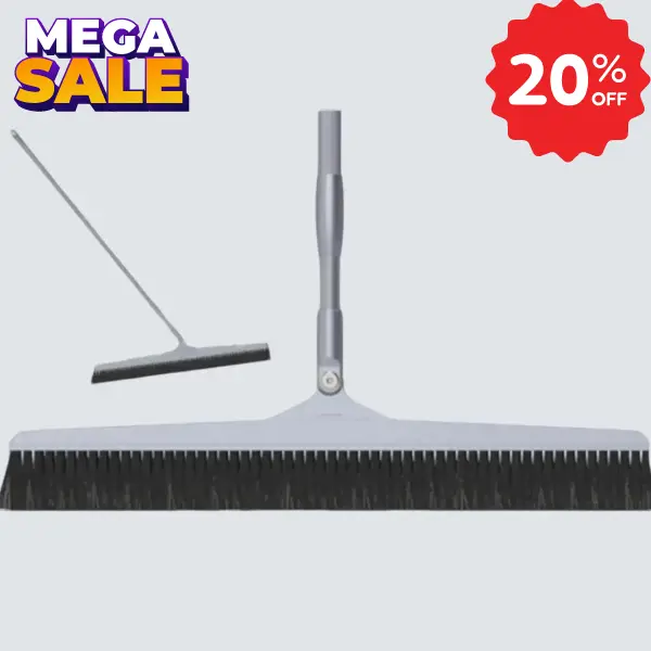 Real Horse Hair Angle Broom with Extendable Handle – 18 Inch Wide Flexible Head – Cleaning Brush for Floors, Tiles, Wood – for House Cleaning Plastic Household