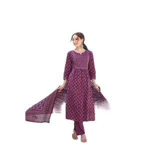 Beautiful Cotton Anarkali Ethic Kurta Set For Indian Womenwear Collar Sleeve Womenswear Asian Bottom Clothes