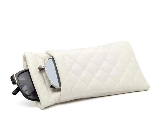 Premium Double-Layer Eyeglasses Storage Pouch, Waterproof PU Leather Sunglasses Bag, Fine Sewing Craft Portable Protective Case for Daily Commute Travel Business