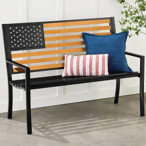 Best Choice Products Indoor Outdoor Steel Garden Bench w/ American Flag Backrest, 790lb Capacity Best Choice Products Indoor Outdoor Steel Garden Bench w/ American Flag Backrest, 790lb Capacity
