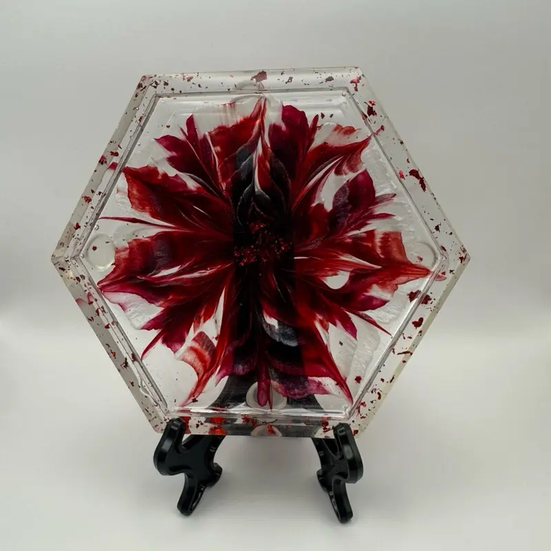 Medium Red Scarlett Flowerbloom Style Jewelry Trinket Tray - Elegant Design for Home Decor & Practicality - Simple Stylish Addition
