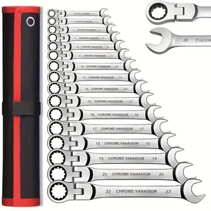 72-Teeth Chrome Vanadium Steel 8pcs Ratcheting Wrench Set |   Metric and SAE |   Ratchet |   8-19mm & 1/4" to 13/16