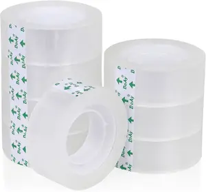 8 Rolls Easy Tear Transparent Tape Refills - Gift Wrapping Tape for Dispensers - Crystal Clear, Effortless Tear, Strong Adhesion - Invisible Tape 3/4 in X 1000 in for Office, School, Home DOAY