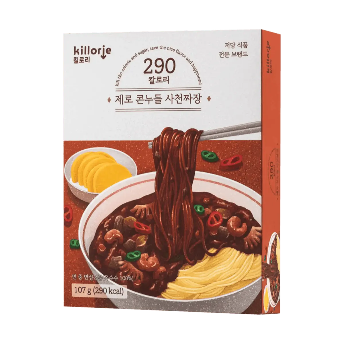 KILLORIE Korean Spicy Corn Noodle - Sichuan Zha Jiang Flavor, 107g - Low Calorie, High Satisfaction, Meal Replacement, Olive Young & Twelve Official