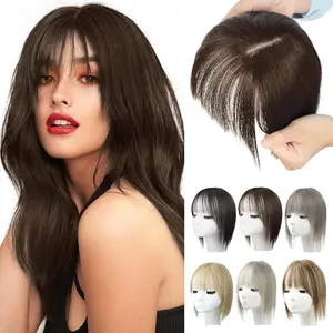 12 Inch women's wig bangs hair extension naturally light and breathable covers grey hair invisible and seamless fluffy and realistic hair top hairpiece Synthetic Hair Topper bald spot clip-in extension Breathable Silk Hair Topper for Thinning Hair
